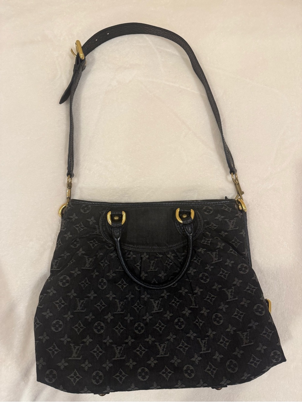 Louis Vuitton Neo Cabby GM Black  Denim  Monogram Tote Bag